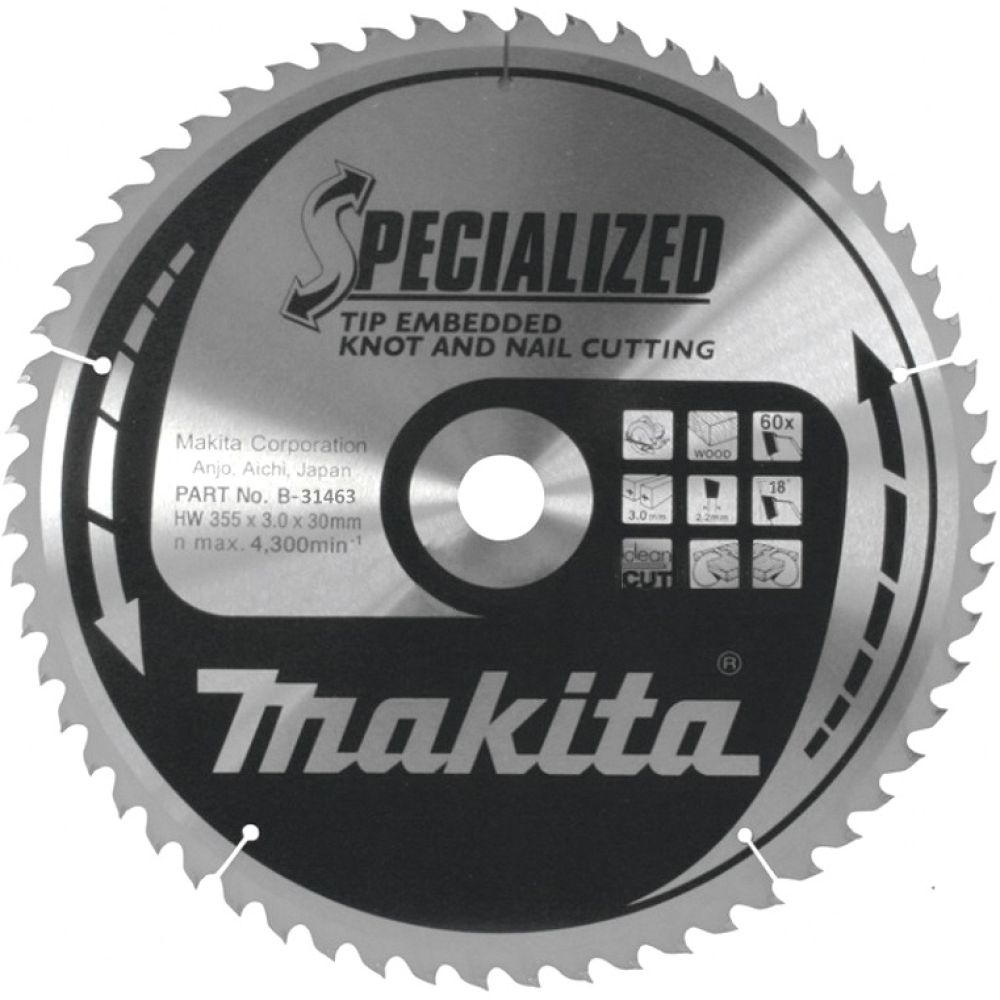 Пильный диск Makita для демонтажных работ, 355x30x3/2.2x60T, B-31463