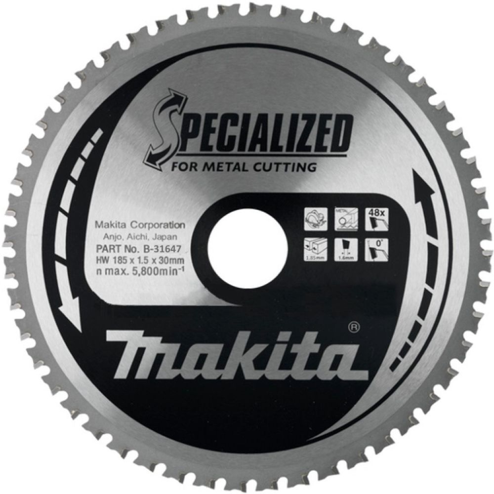 Пильный диск Makita для металла, 185x30x1.85/1.5x48T, B-31647