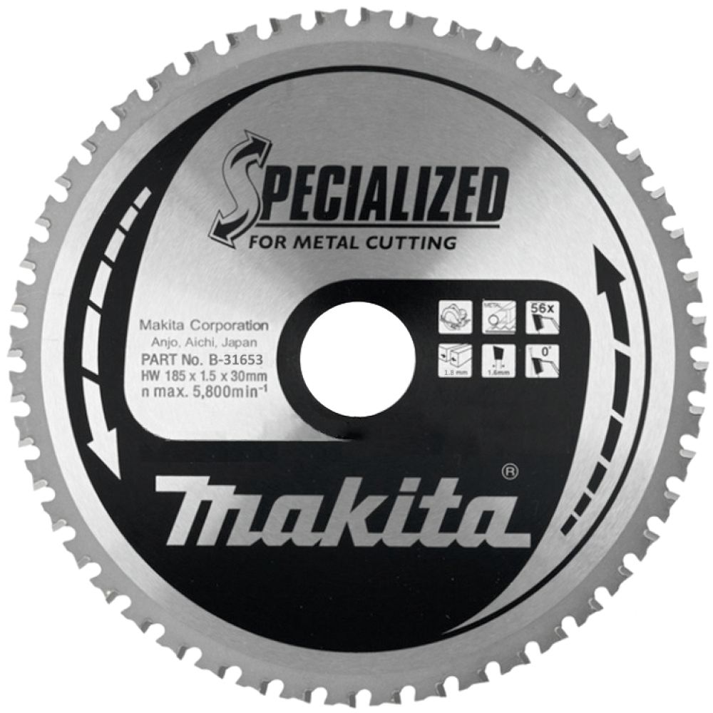 Пильный диск Makita для металла, 185x30x1.8/1.5x56T, B-31653