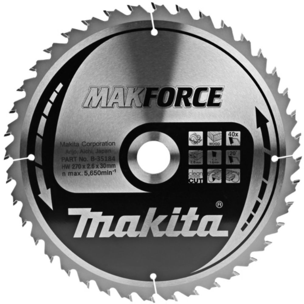 Пильный диск Makita для дерева MAKFORCE, 270x30x2.6/1.6x40T, B-35184