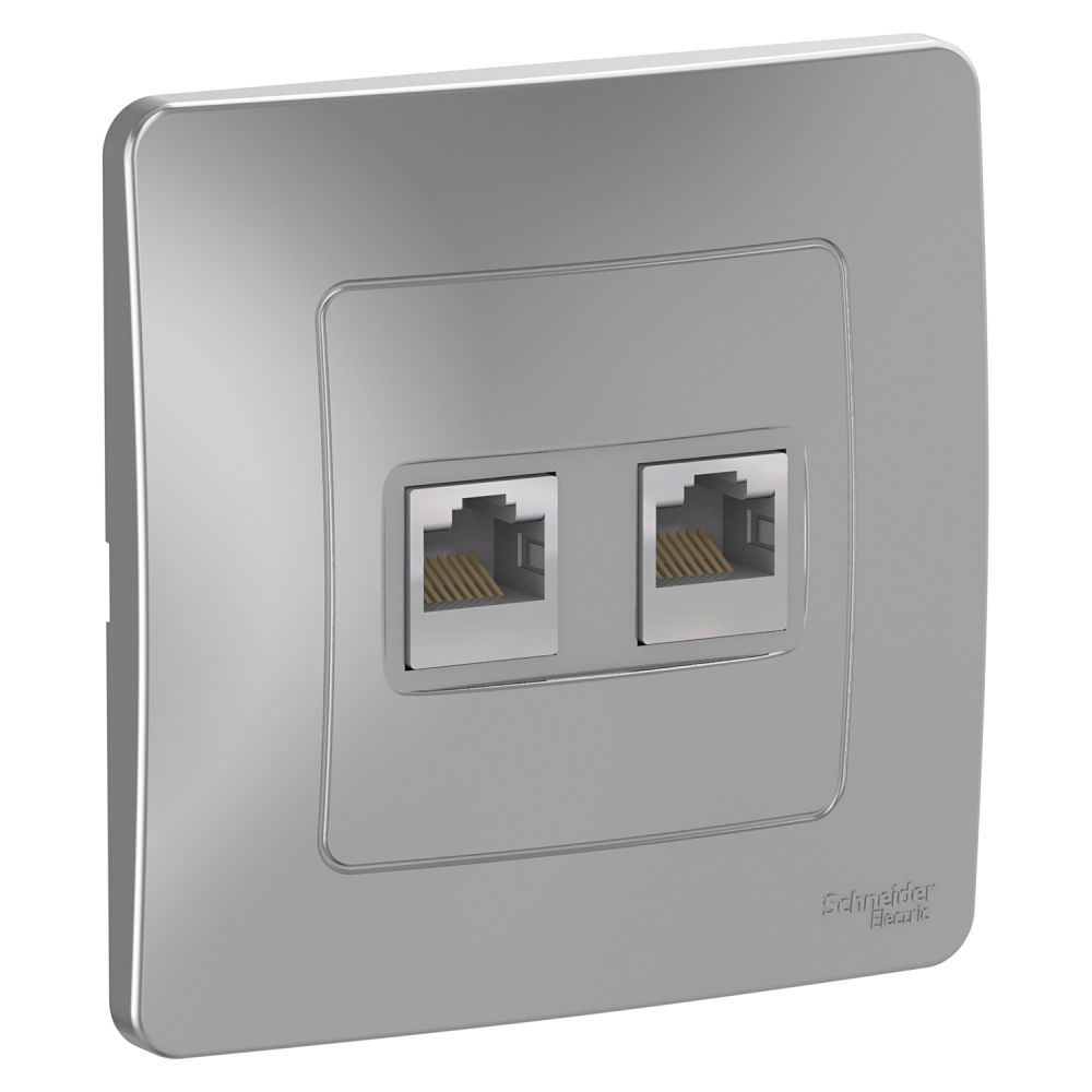 Розетка скрытой установки двойная компьютерная RJ45 Systeme Electric (Schneider Electric) Blanca BLNIS045453, Алюминий