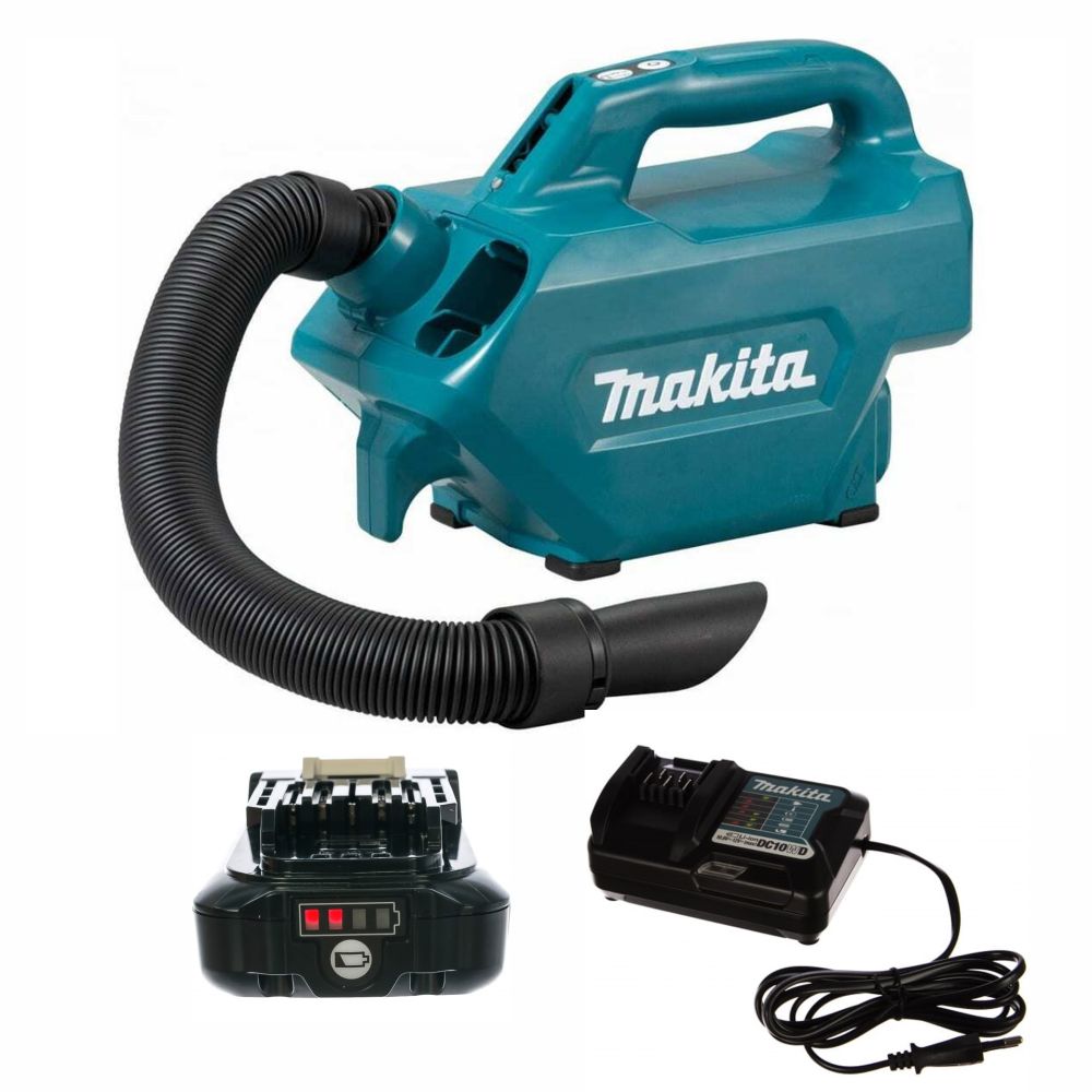 Набор: аккумуляторный пылесос Makita CL121DZ + аккумулятор Makita BL1021B (CXT 12В, 2 Ач) + зарядное устройство  Makita DC10WD (Li-Ion CXT, 10,8-12В)
