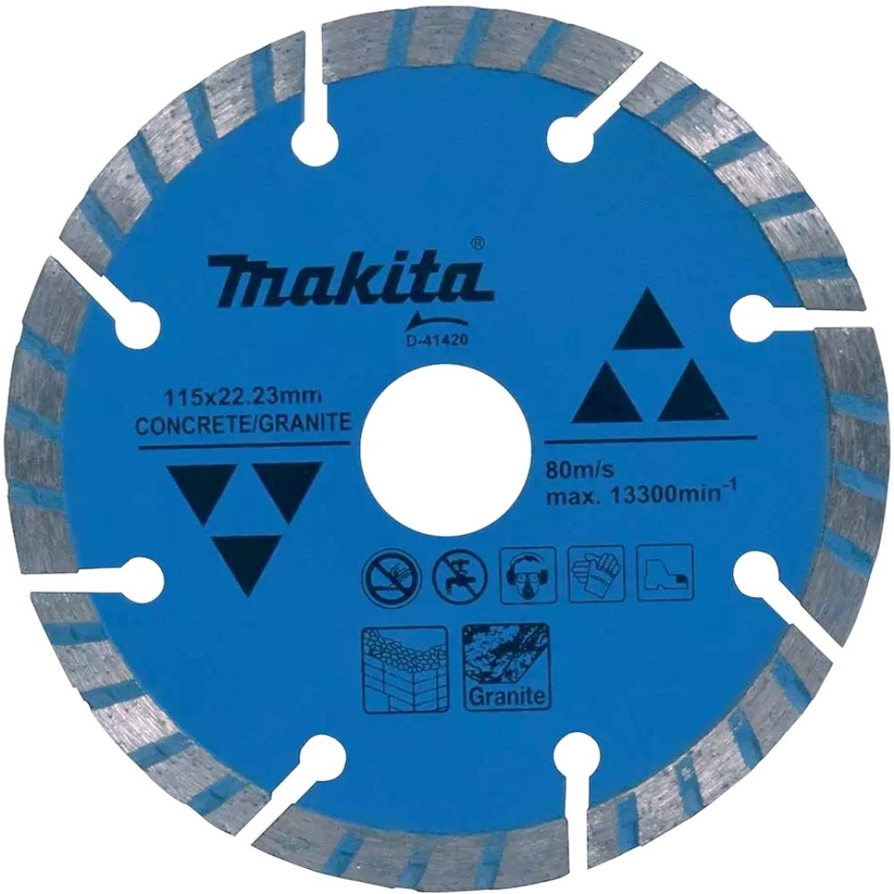 Алмазный диск Makita сегментированный Турбо, по бетону/граниту "Эконом", 115x22, 23x7 мм, D-41420