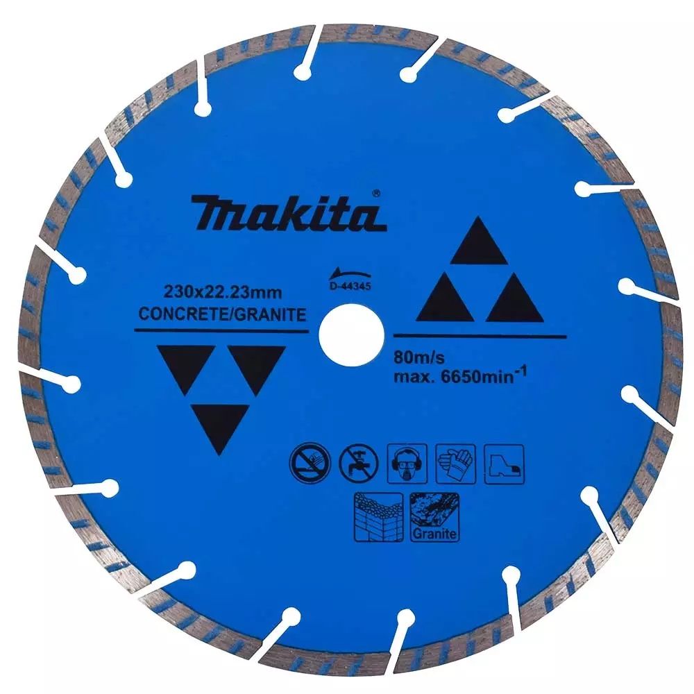 Алмазный диск Makita сегментированный Турбо по бетону/граниту "Эконом" 230x22, 23x7 мм, D-44345