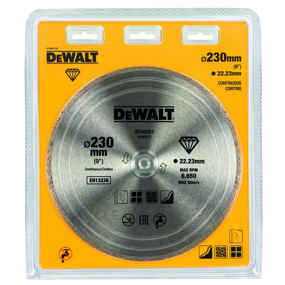 Алмазный круг сплошной по керамике DEWALT DT40207, 230 x 22.2