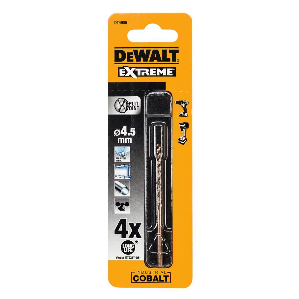 Сверло DEWALT DT4905, по металлу COBALT 5%, 4.5 x 80 x 46 мм