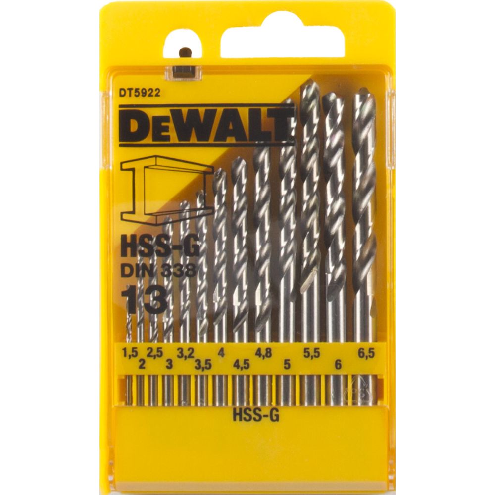 Набор сверл DEWALT DT5922, по металлу HSS-G, 1.5-6.5, 13 шт.