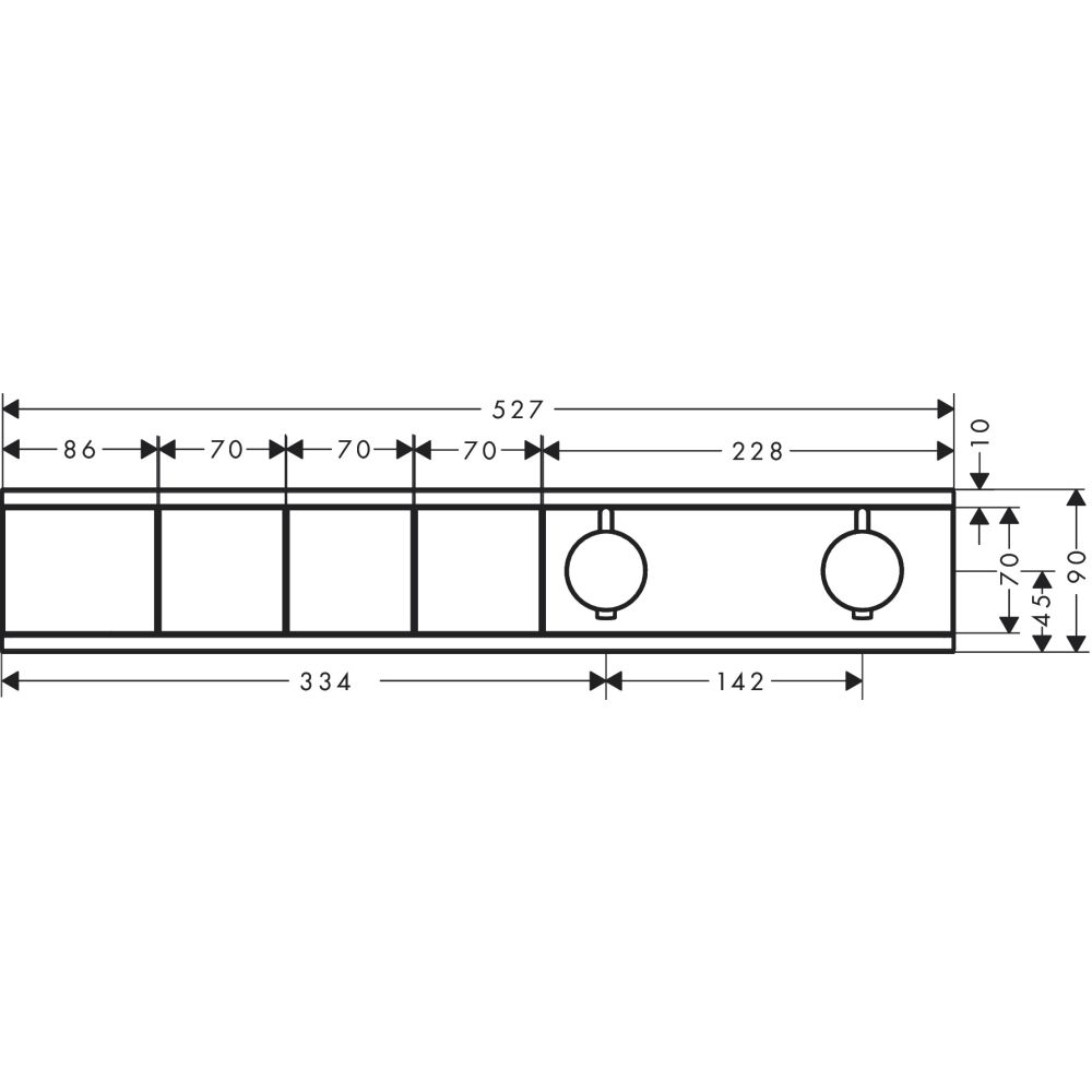 Внешняя часть термостата для душа hansgrohe RainSelect скрытого монтажа на 3 потребителя 15381000, хром