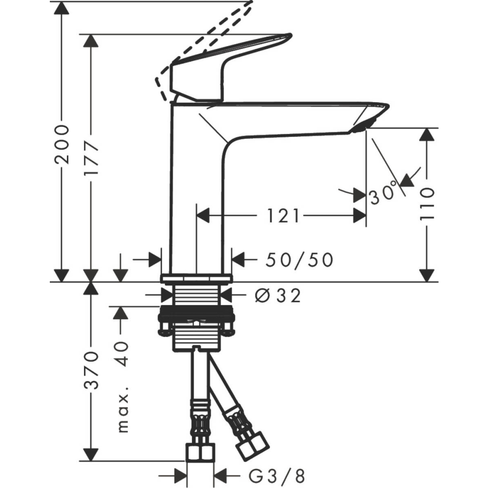 Смеситель для раковины hansgrohe Logis 110 Fine, со сливным клапаном Push-Open 71252000, хром
