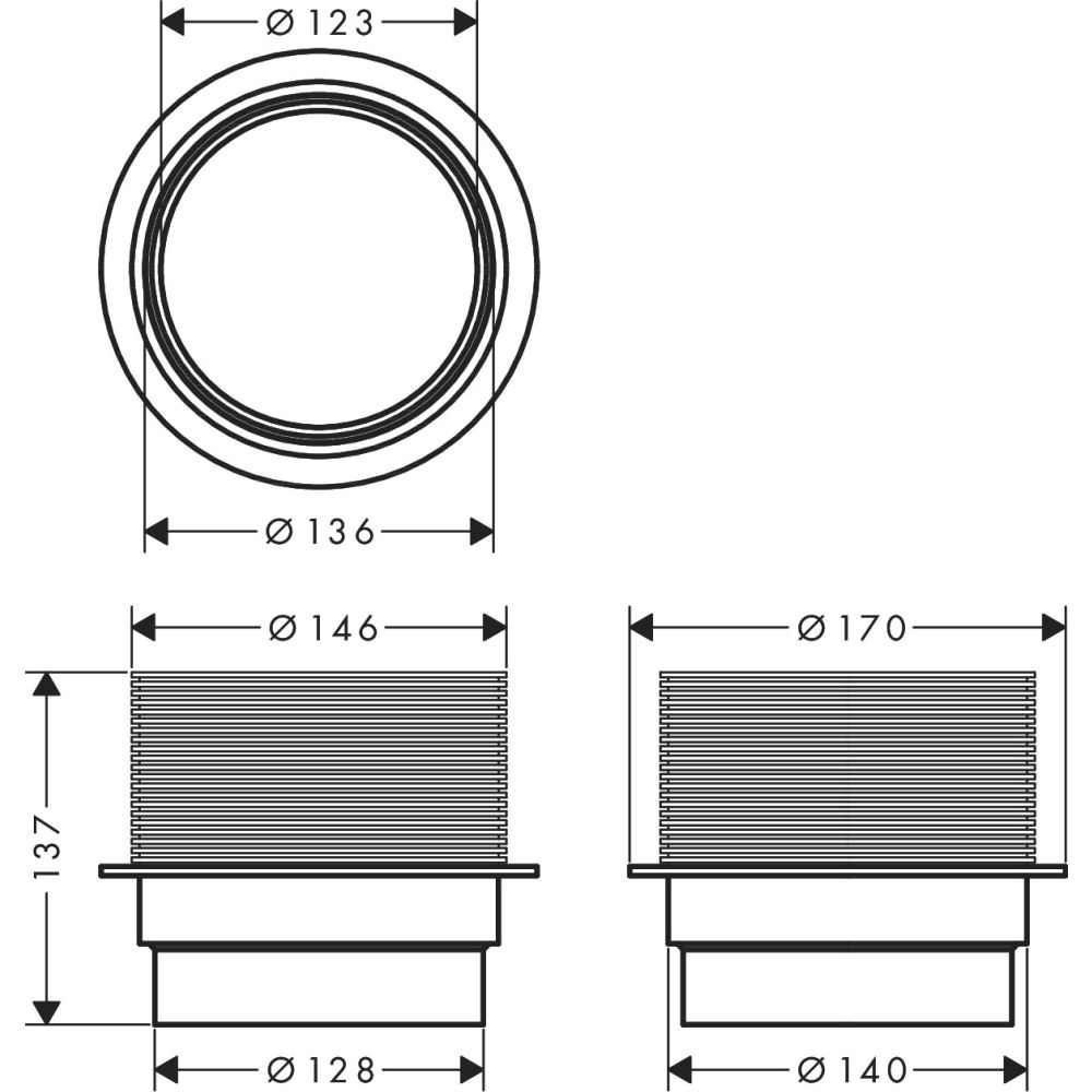 Компенсатор высоты для точечного слива hansgrohe RainDrain Spot 56056000