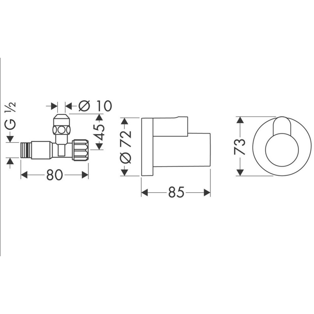 Вентиль угловой hansgrohe 3/8 с накладкой 13954820, шлифованный никель