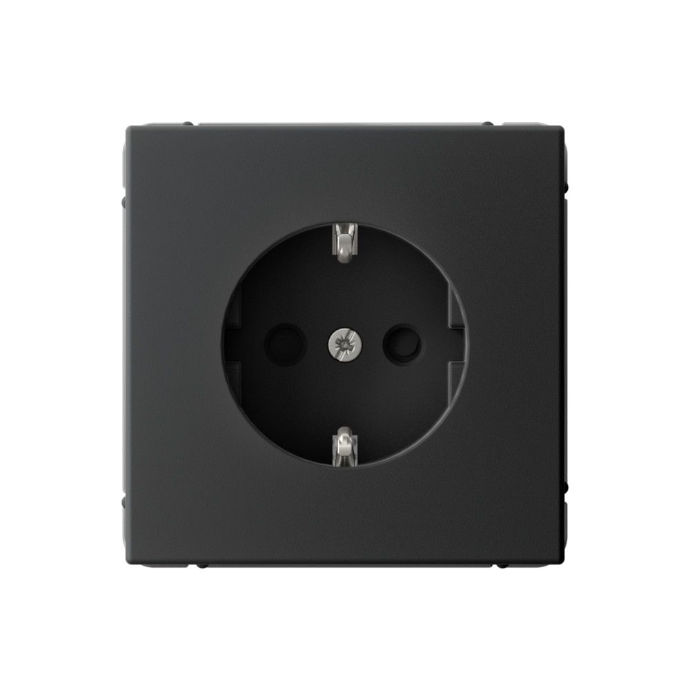 Розетка Systeme Electric (Schneider Electric) ArtGallery с заземлением, со шторками, 16А, карбон, GAL001045