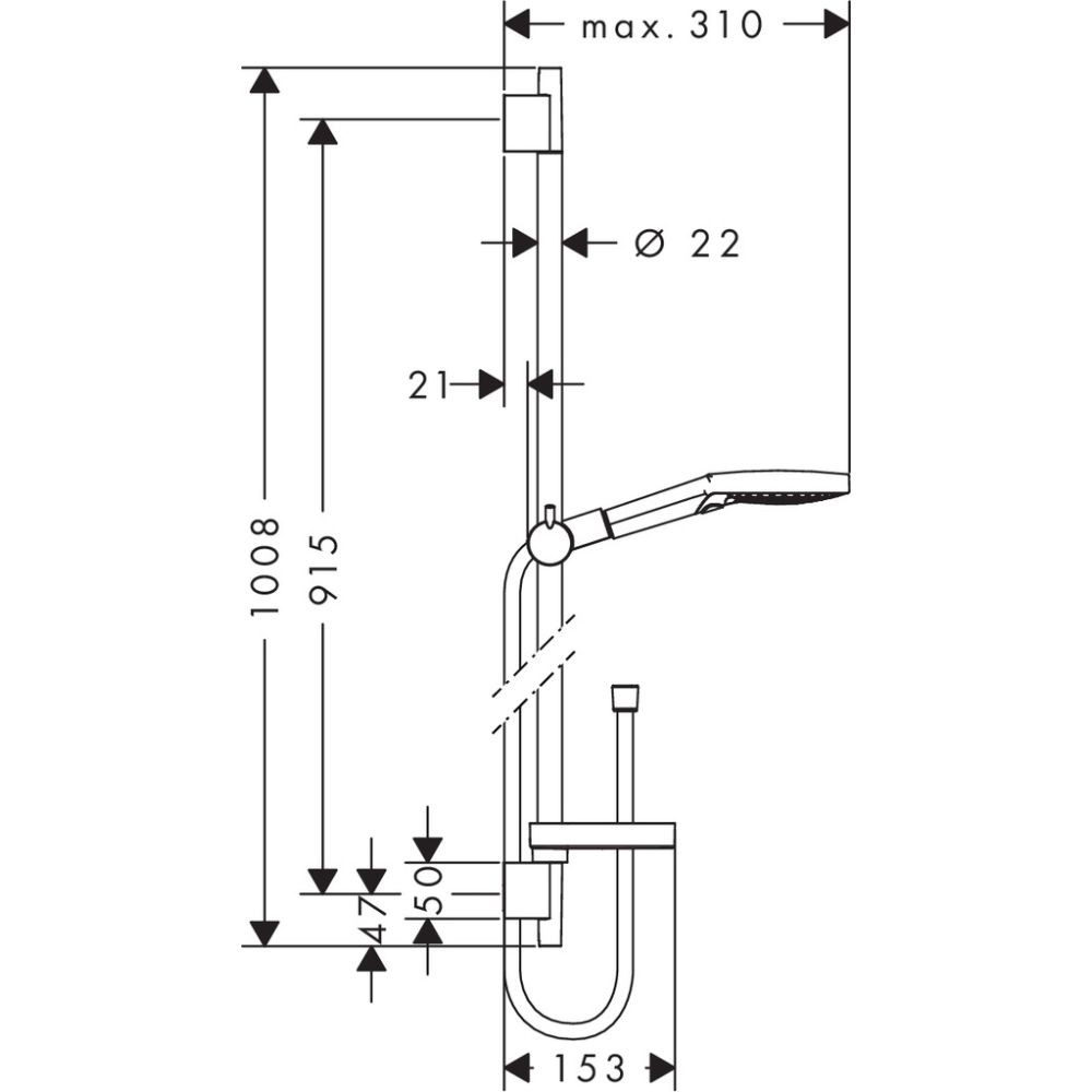 Душевой гарнитур hansgrohe Raindance Select S 120 3jet со штангой 90 см и мыльницей 26631000, хром
