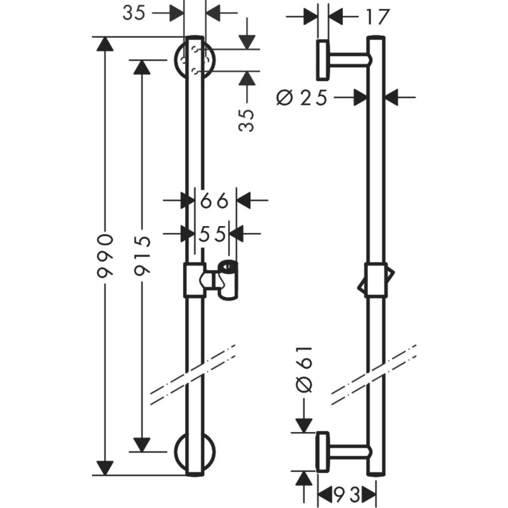 Душевая штанга hansgrohe Unica Comfort 90 см 26402000, хром