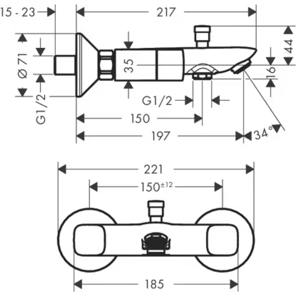 Смеситель для ванны hansgrohe Logis внешнего монтажа 71243000, хром