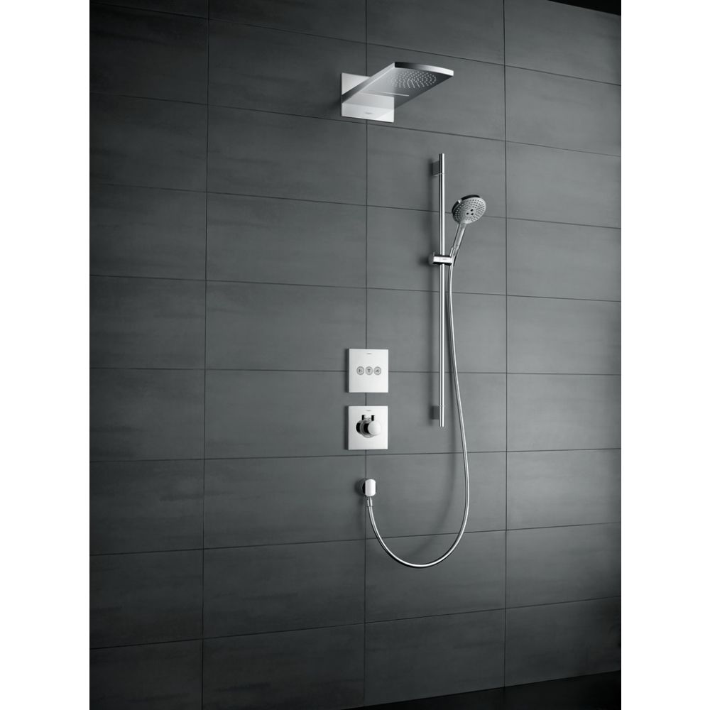 Верхний душ hansgrohe Raindance Rainfall 180 2jet с настенным креплением скрытого монтажа 28433400, белый/хром