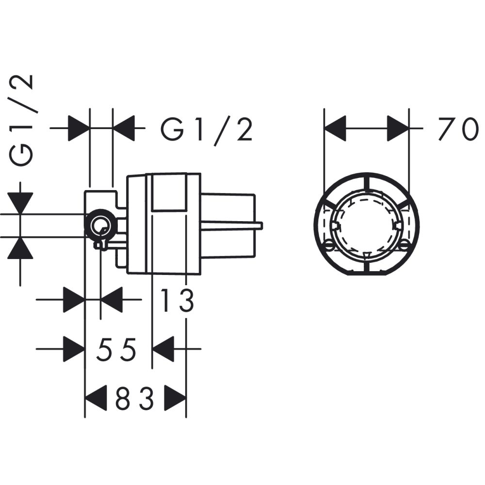 Встраиваемая часть однорычажного смесителя для душа hansgrohe 13620180