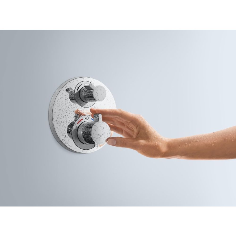 Внешняя часть термостата для душа hansgrohe Ecostat S скрытого монтажа 15757000, хром