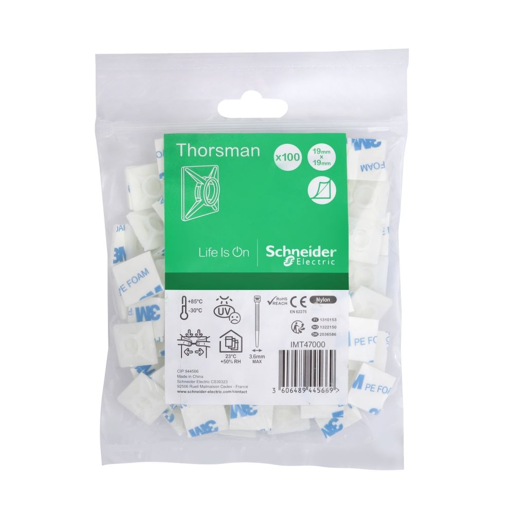 Площадка для кабельных стяжек до 3.6мм Schneider Electric Multifix Thorsman набор 100шт, IMT47000