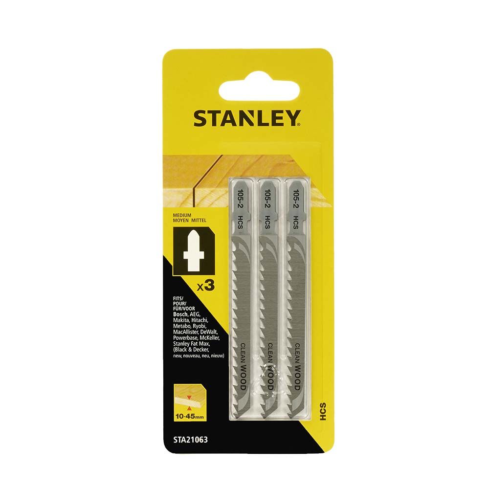 Набор пилок для лобзика STANLEY STA21063, HCS по дереву T101D, 3шт