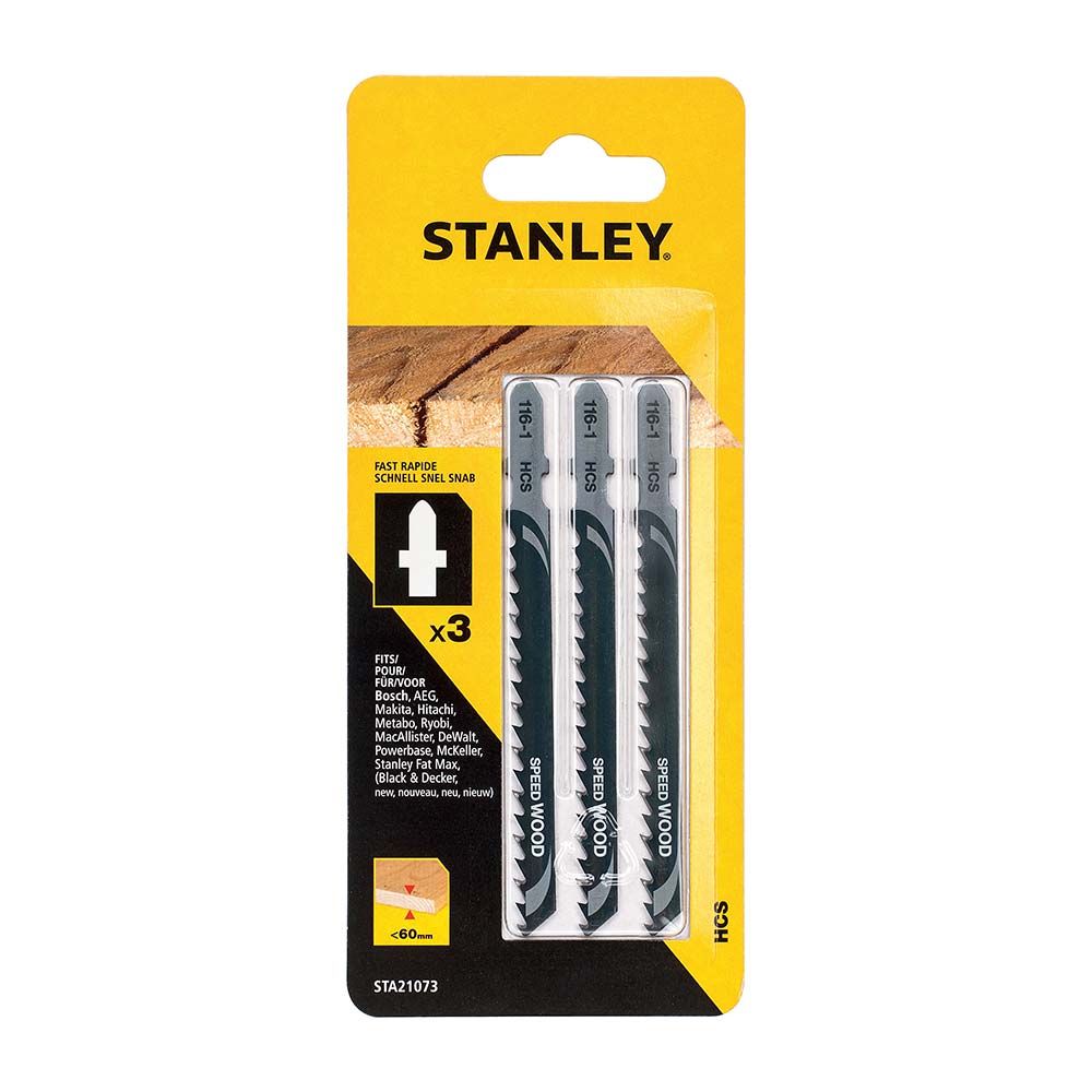 Набор пилок для лобзика STANLEY STA21073, HCS по дереву T144D, 3шт