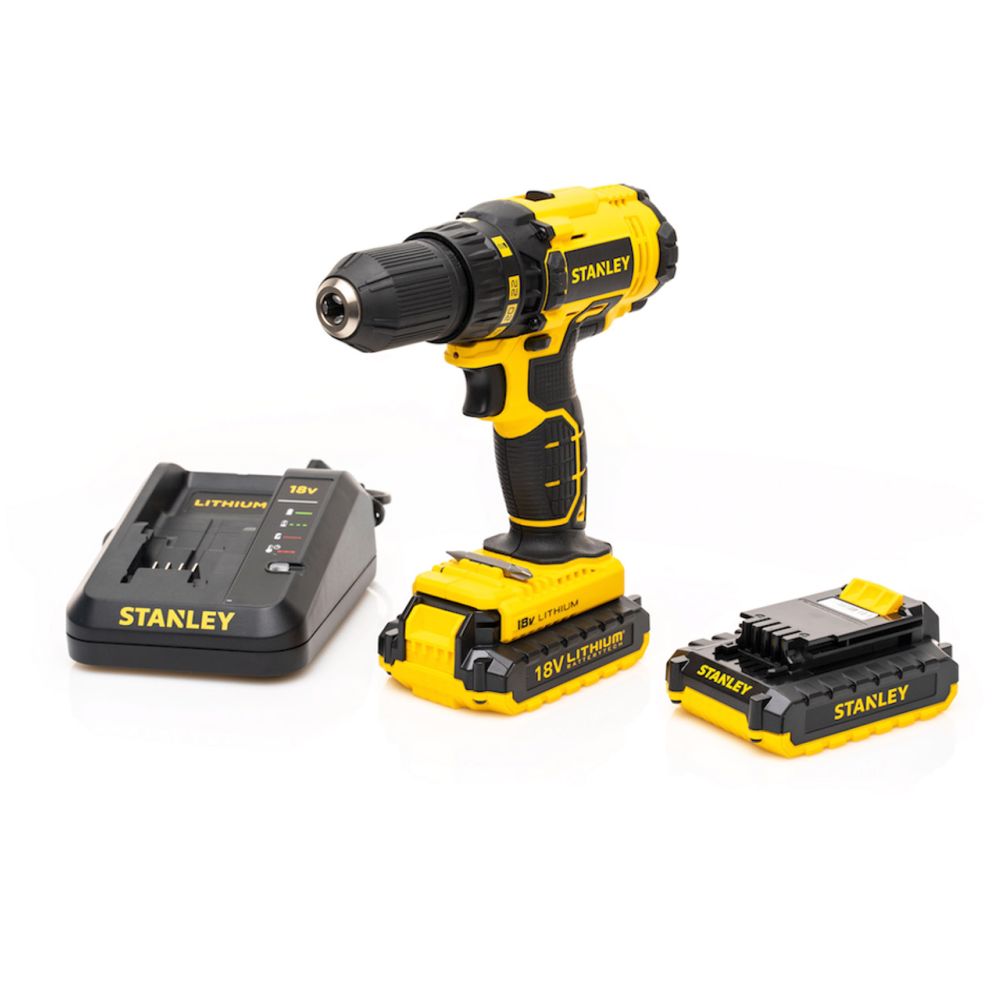 Аккумуляторная дрель-шуруповерт STANLEY SCD20S2K, 45 Нм, 1500 об/мин, 2 батареи Li-Ion 1.5 Ач, 18 В, кейс