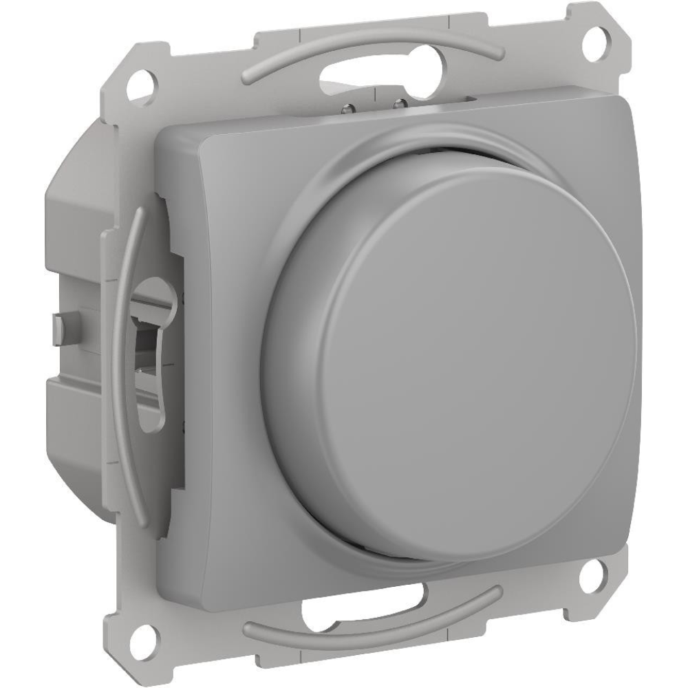 СВЕТОРЕГУЛЯТОР (диммер) Systeme Electric (Schneider Electric) Glossa поворотно-нажимной, LED, RC, 400Вт, мех., АЛЮМИНИЙ