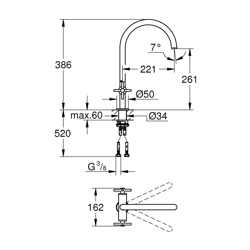 Смеситель для кухонной мойки GROHE Atrio, хром (30362000)