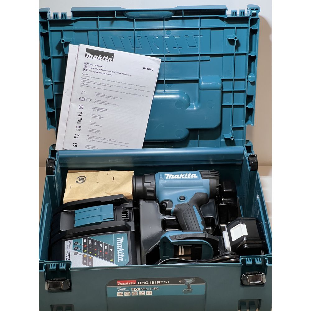 Аккумуляторный тепловой пистолет (фен) Makita LXT 18В, 1 режим, 550°, АКБ 5.0 Ач, З/У, кейс MakPac (УЦЕНЕННЫЙ ТОВАР) DHG181RT1J