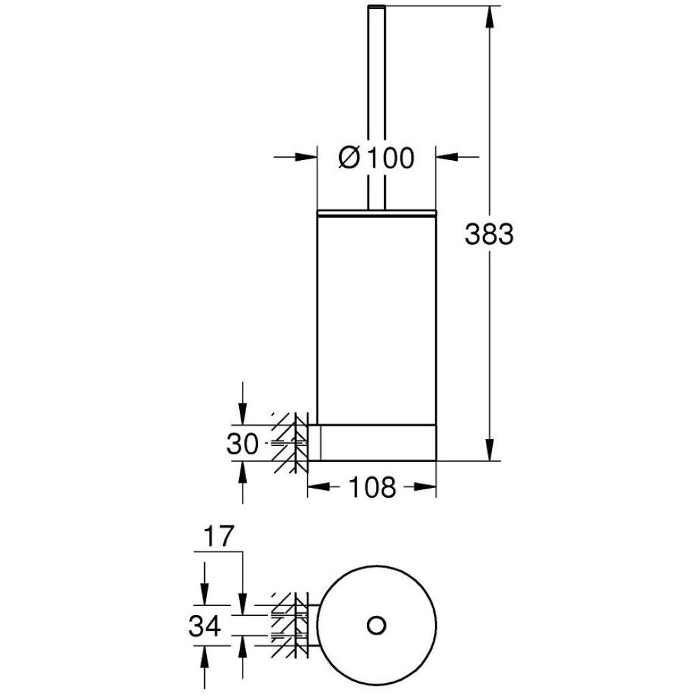 Туалетный ёршик GROHE Start с держателем, фантомный черный (41215KF0)