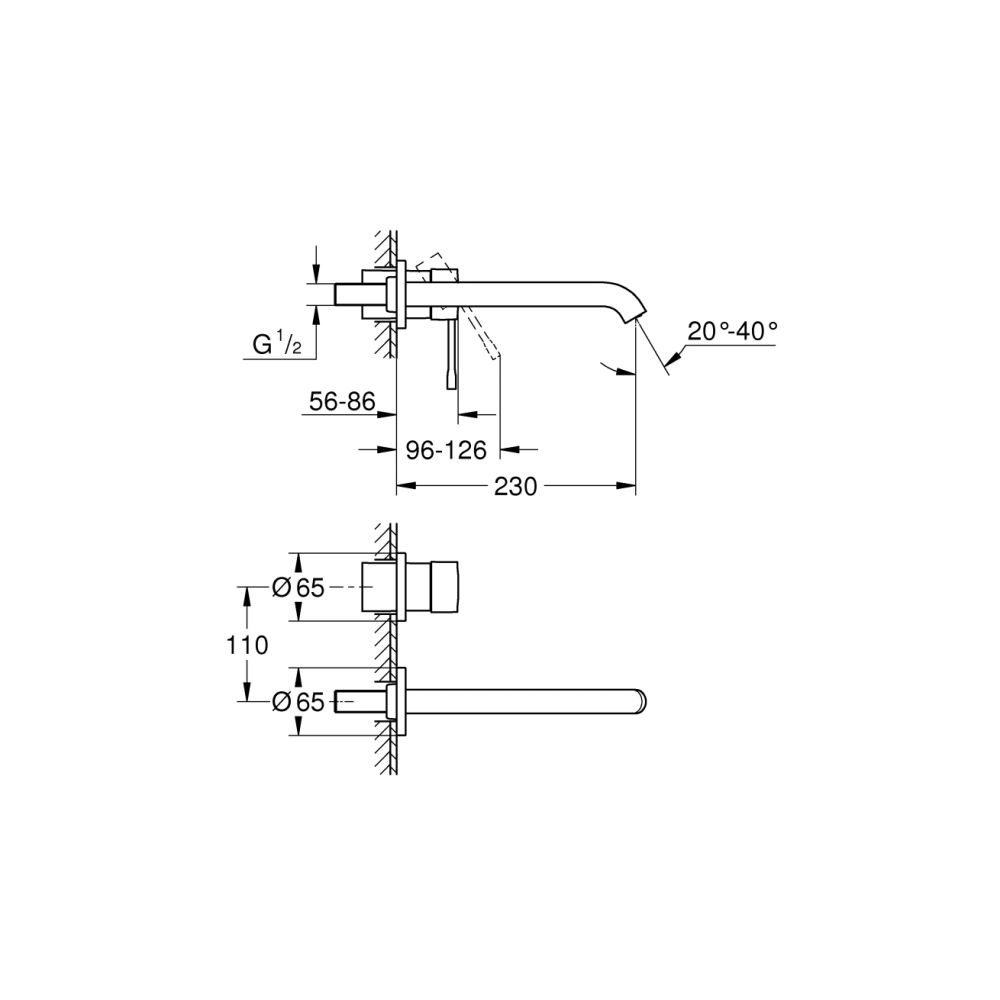 Внешняя часть смесителя для раковины GROHE Essence на 2 отверстия, L-Size, холодный рассвет матовый (19967GN1)