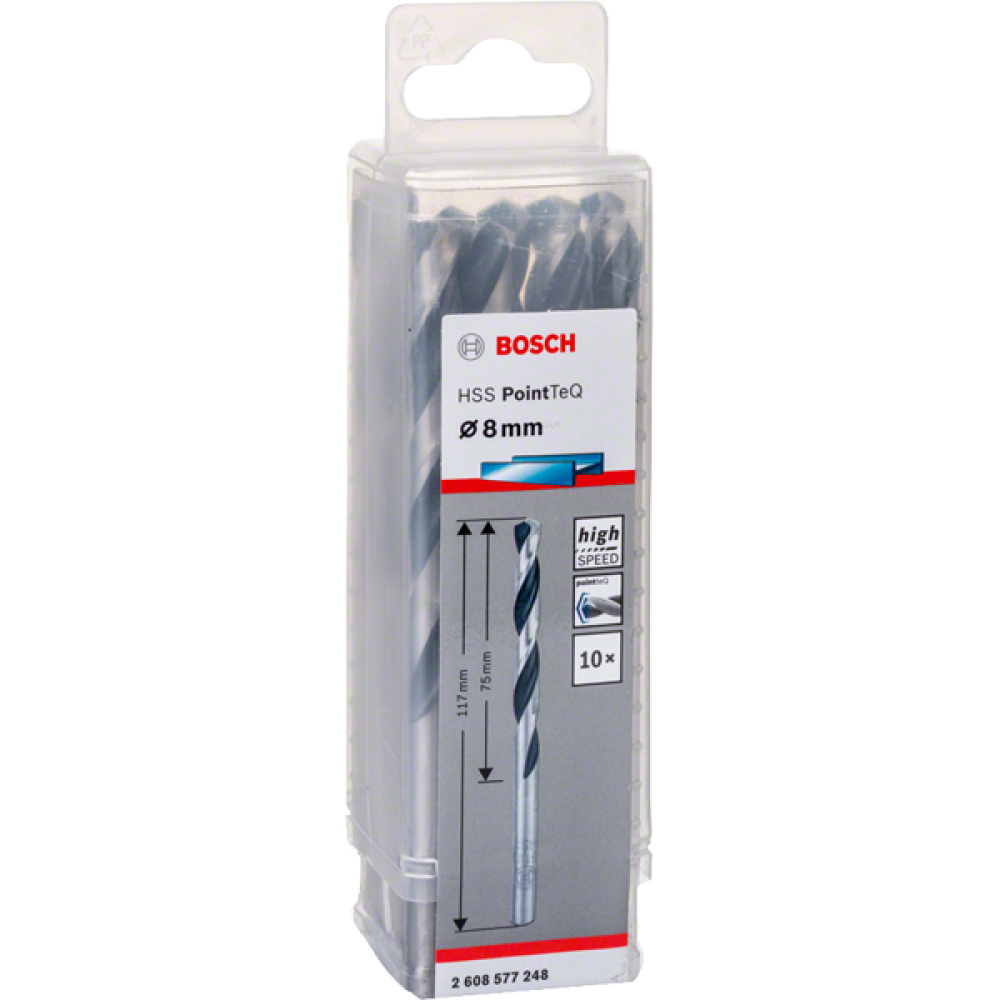 Cверло по металлу Bosch HSS PointTeQ 2608577248, 8 мм, 10 шт.