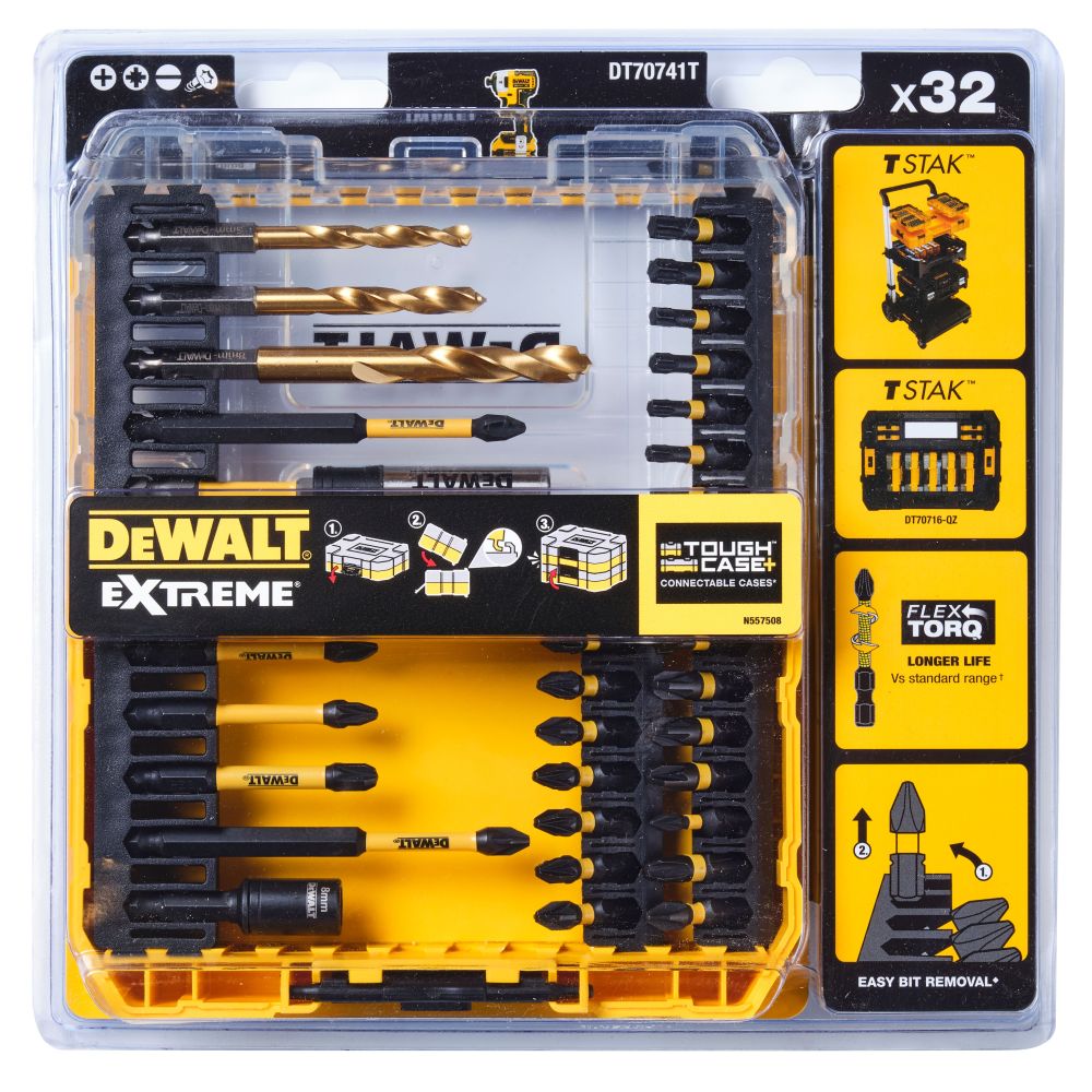 Набор бит, насадок и сверл в кейсе DEWALT DT70741T, FLEXTORQ 31 предмет