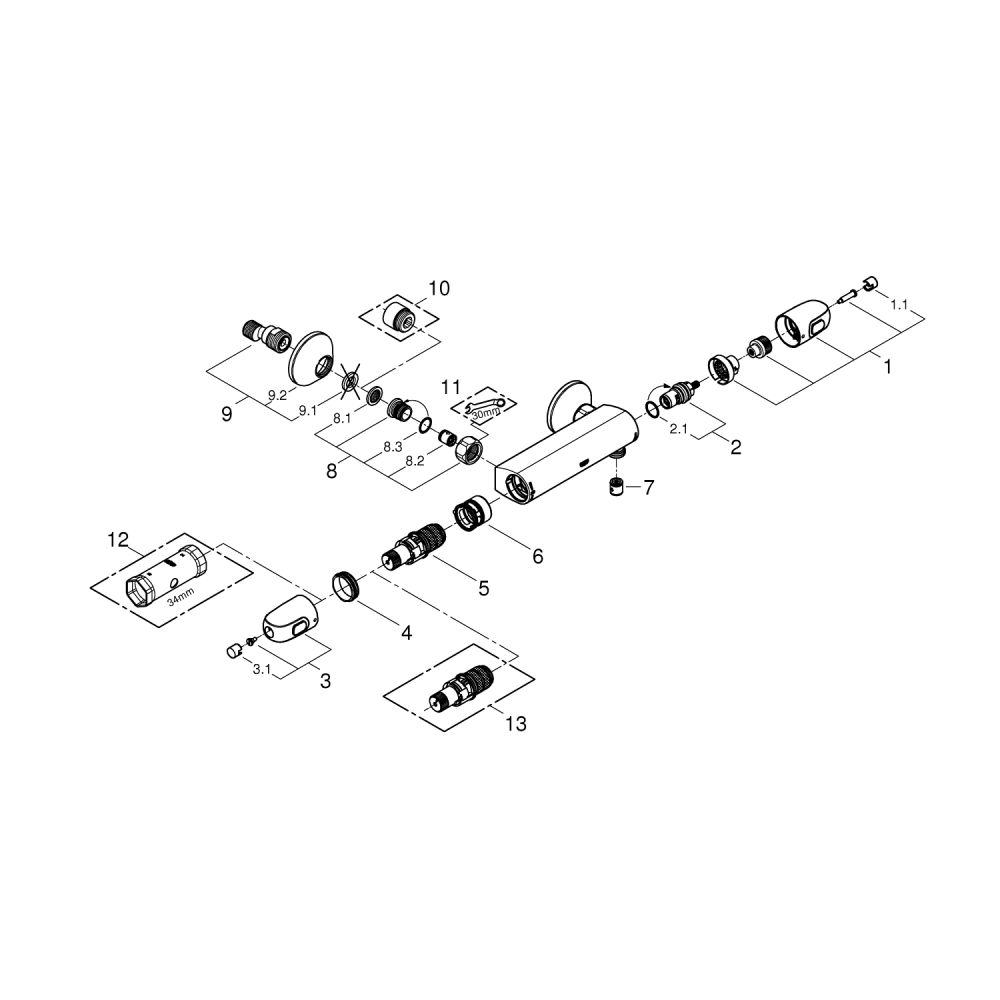 Термостат для душа GROHE Grohtherm 1000, хром (34814003)
