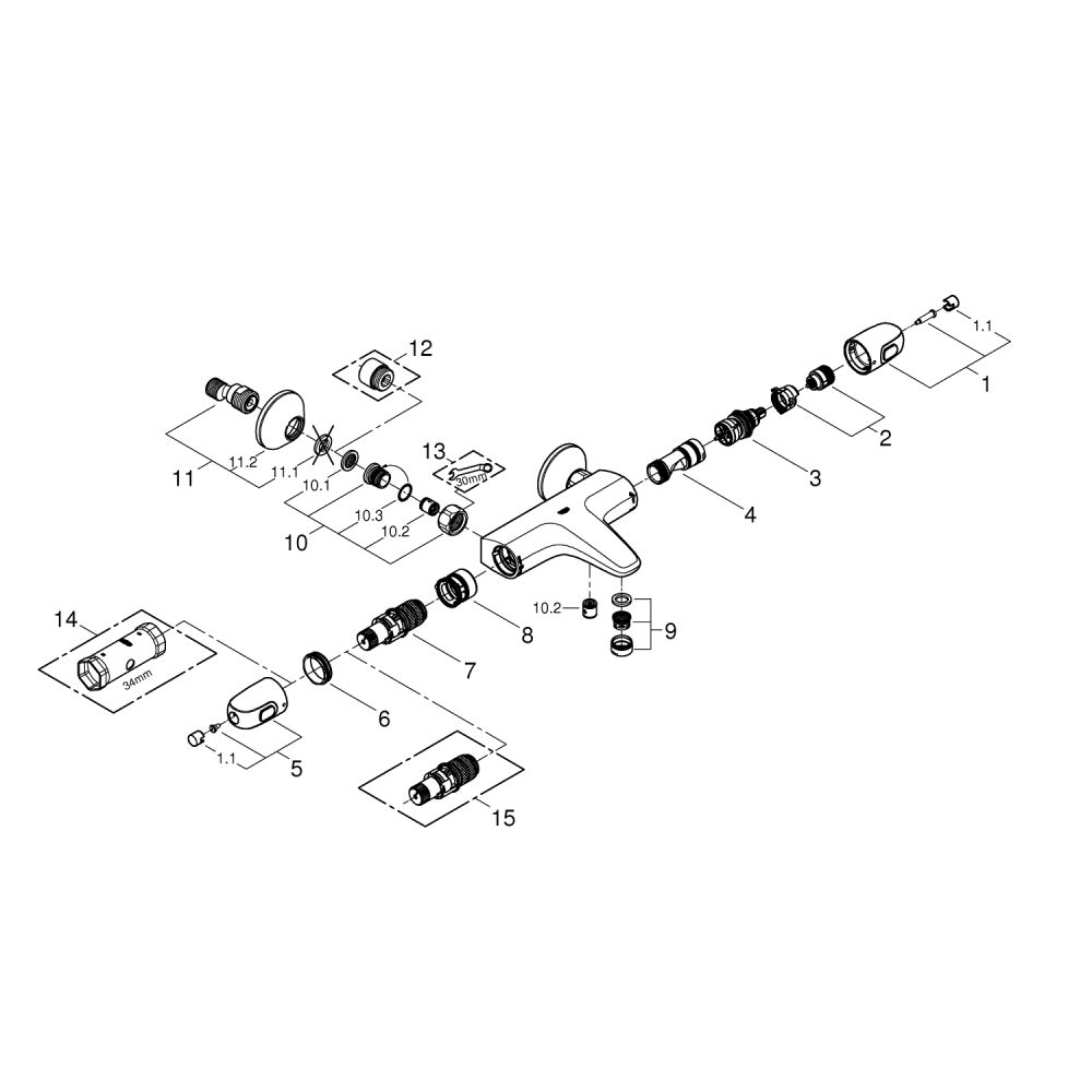 Термостат для ванны GROHE Grohtherm 1000, хром (34816003)