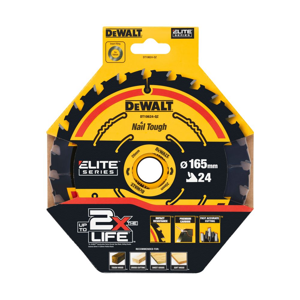Пильный диск DEWALT EXTREME DT10624, 165/20 мм.