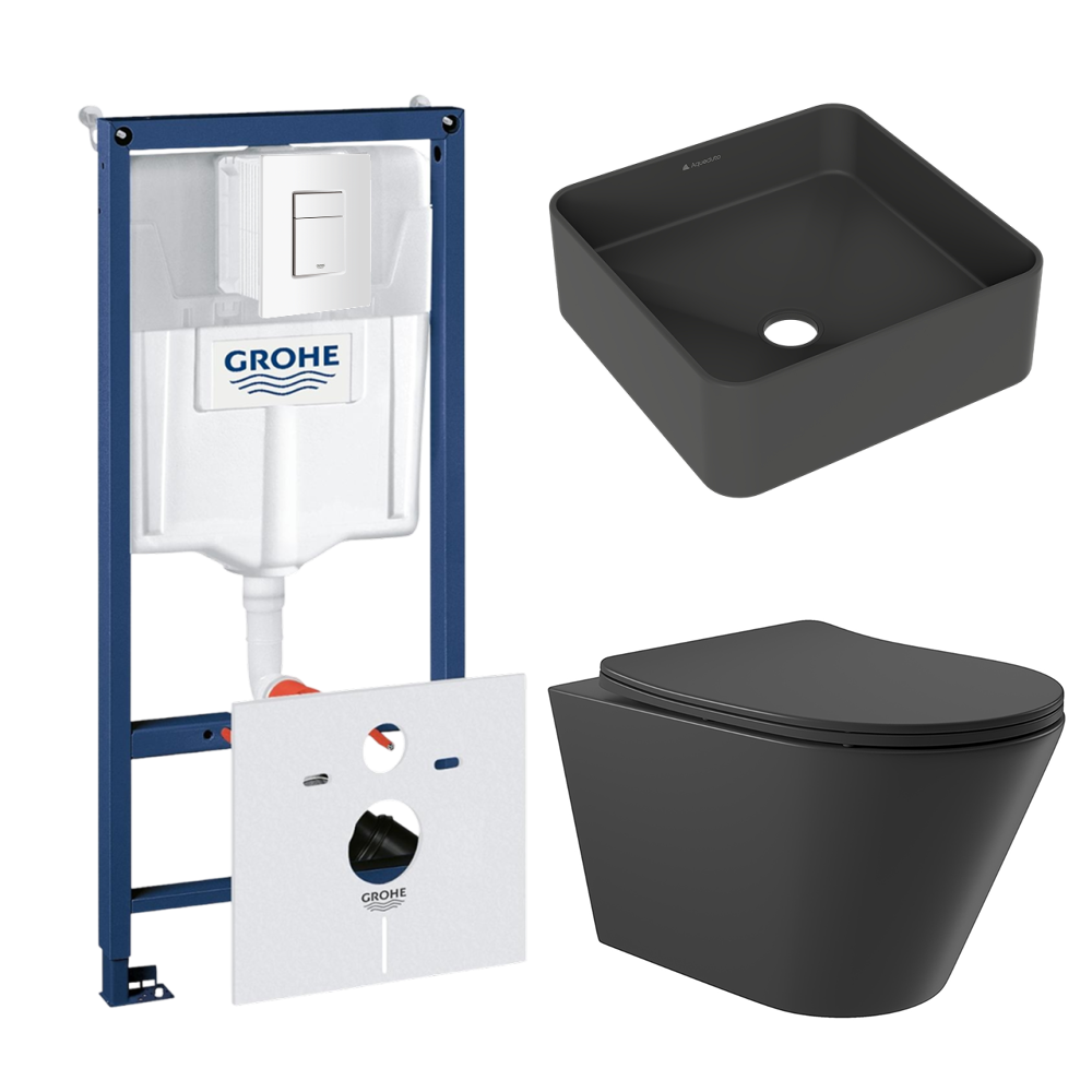 Комплект инсталляции GROHE Rapid SL 38772SH0 с унитазом Aqueduto CONE CONT2140 и раковиной Aqueduto ESPIRAL ESP0340 (NW0578)