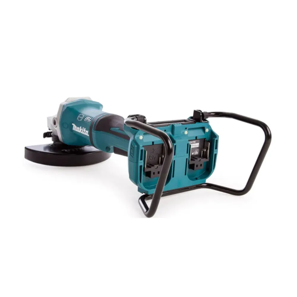 Набор Makita: аккумуляторная угловая шлифмашина DGA701ZU, 180 мм, 7800 об/мин + 2 аккумулятора BL1850B, 18 В, 5 Ач + зарядное устройство DC18RD, PT998