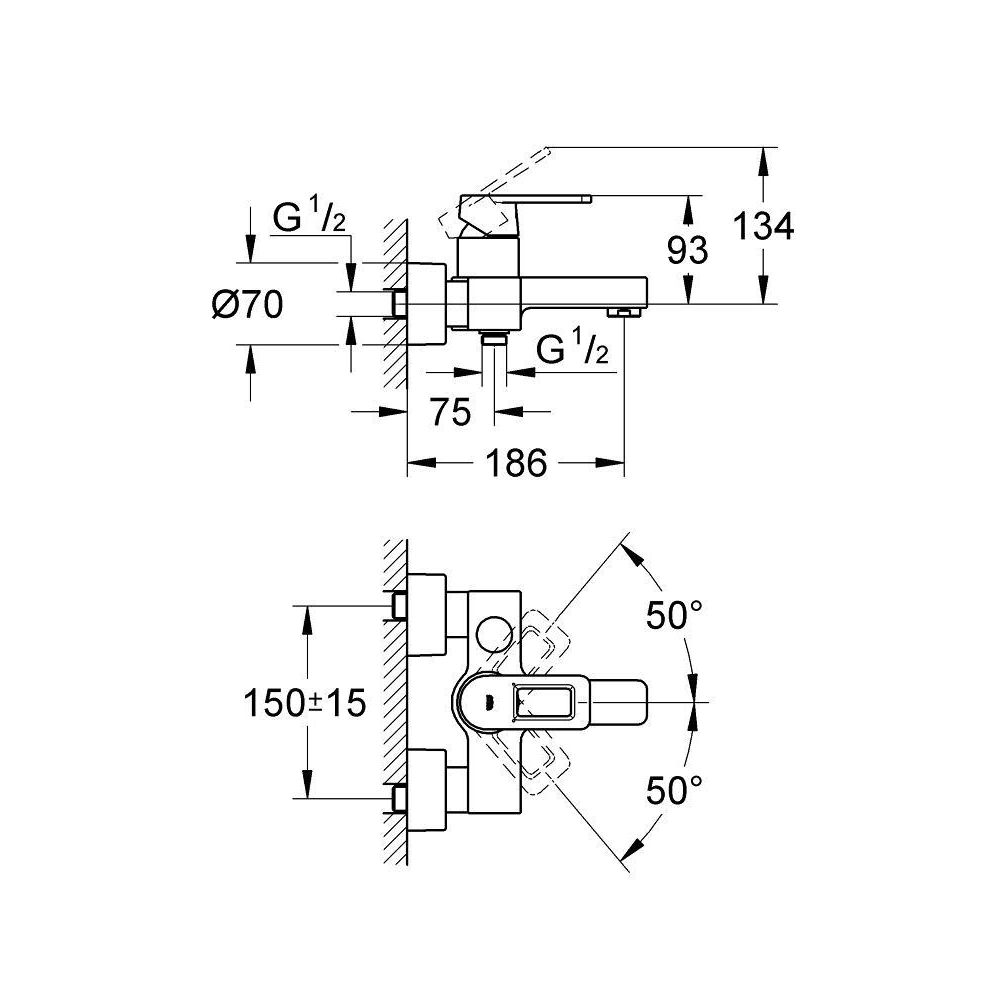 Смеситель для ванны GROHE Quadra, белая луна (32638LS0)
