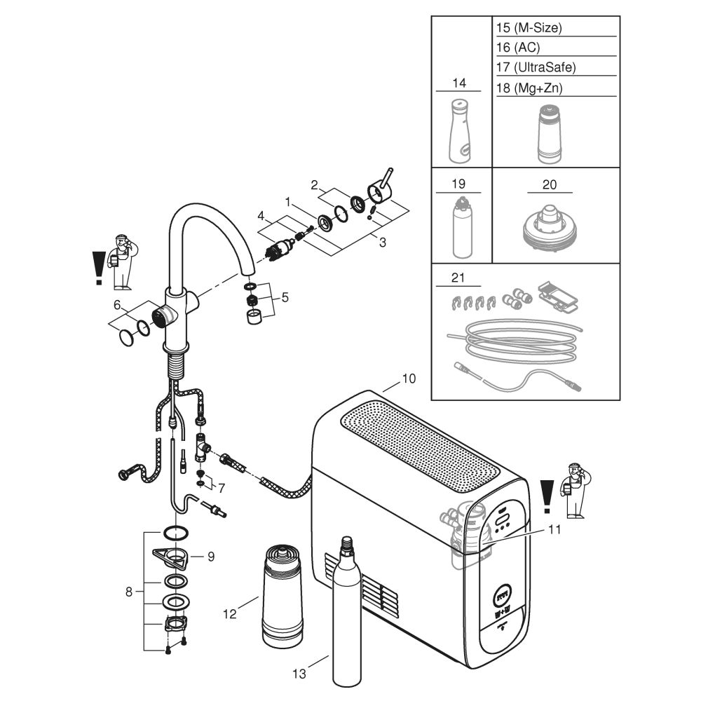 Смеситель для кухонной мойки GROHE Blue Home с системой фильтрации, охлаждения и газирования воды, суперсталь (31455DC1)