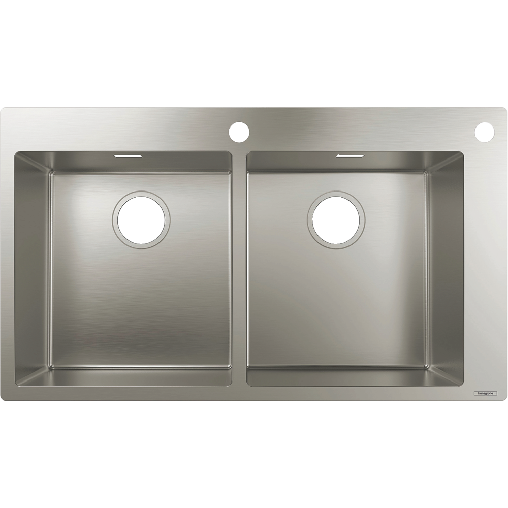 Кухонная мойка hansgrohe S71 S712-F765 врезная, с двумя чашами 370/370 43311800, нержавеющая сталь
