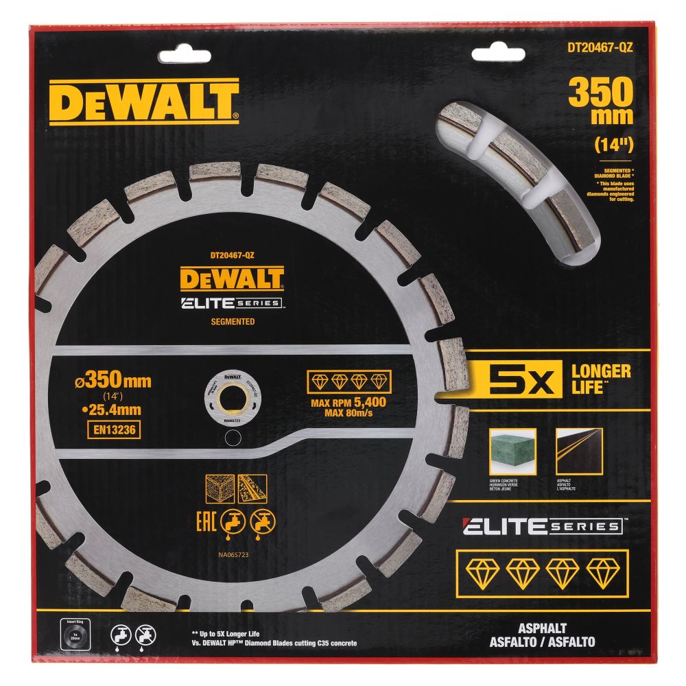 Диск алмазный DEWALT DT20467, по бетону, 350х25.4х1 мм, 1 шт. (DT20467-QZ)