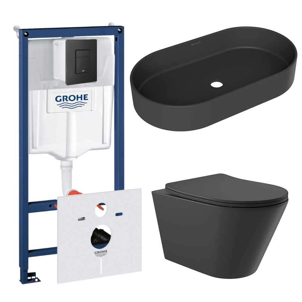 Комплект инсталляции GROHE Solido 38811KF0 с унитазом Aqueduto CONE CONT2140 и раковиной Aqueduto ESPIRAL ESP0240 (NW0620)