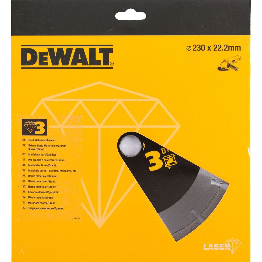 Алмазный круг сегментный по граниту DEWALT DT3763, 230 x 22.2 мм, h=8.5