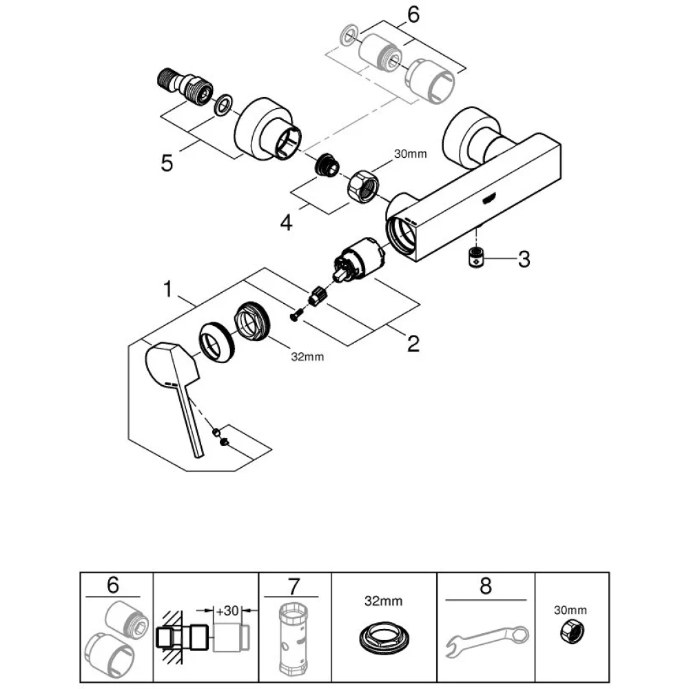 Смеситель для душа GROHE Plus, хром (33577003)