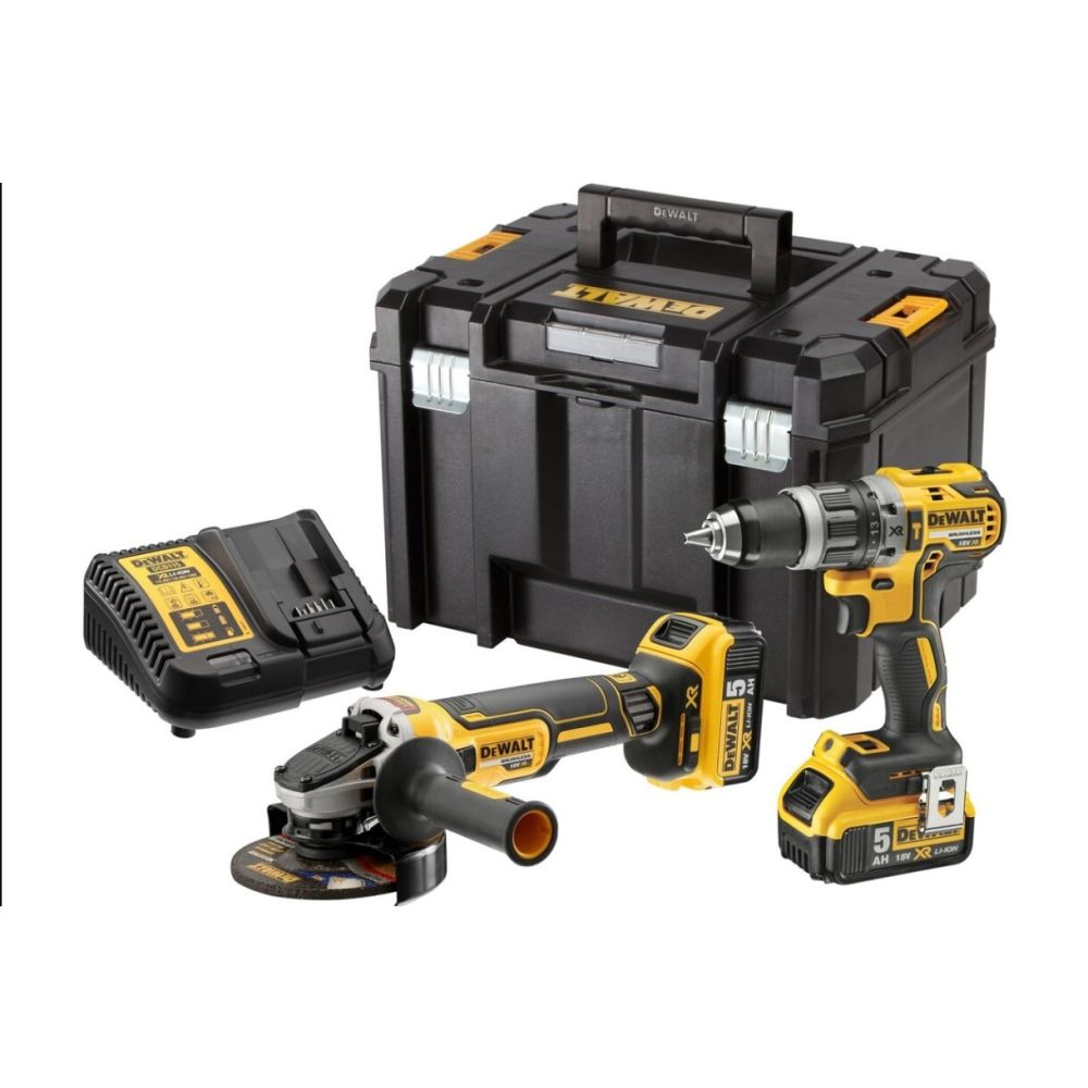 Набор электроинструмента DEWALT DCK2080P2T: ударная дрель-шуруповерт DCD796 и углошлифмашина DCG405