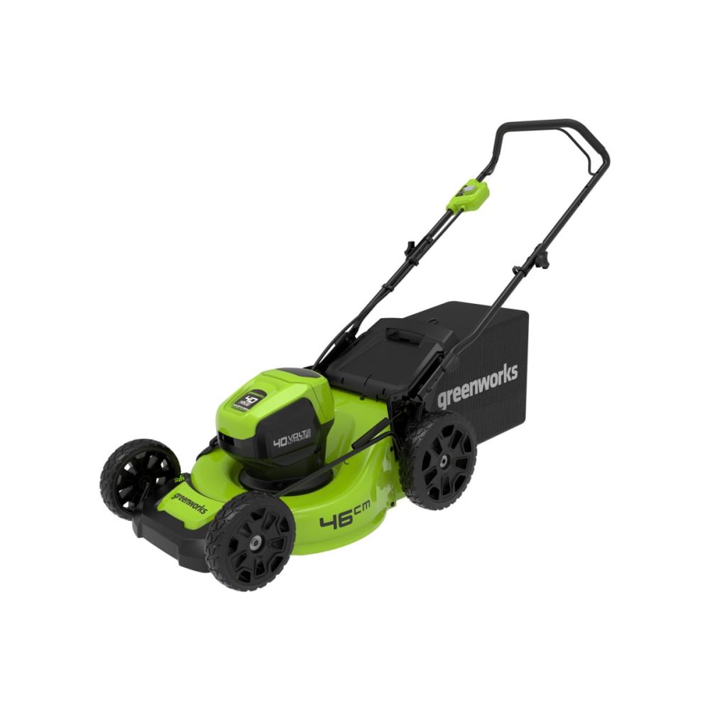 Аккумуляторная газонокосилка Greenworks, 40 В, 46 см, 55 л, c АКБ 4 Ач и ЗУ, 2514407UB