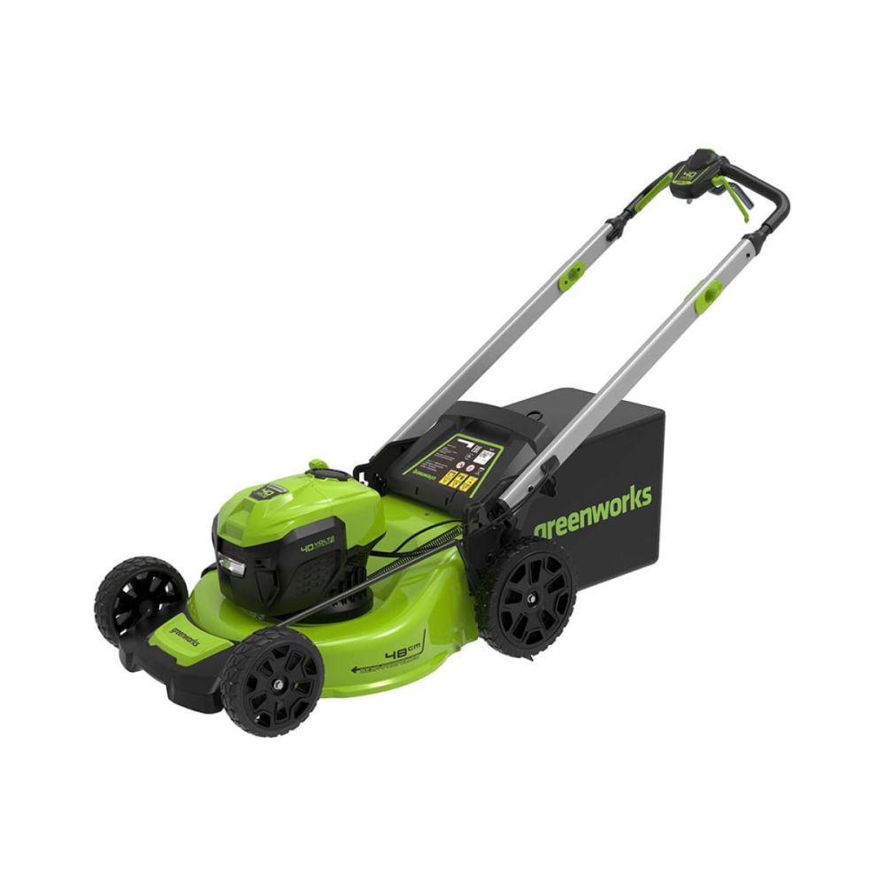 Аккумуляторная газонокосилка Greenworks, 40 В, 48 см, 55 л, c АКБ 4 Ач и ЗУ, 2517407UB