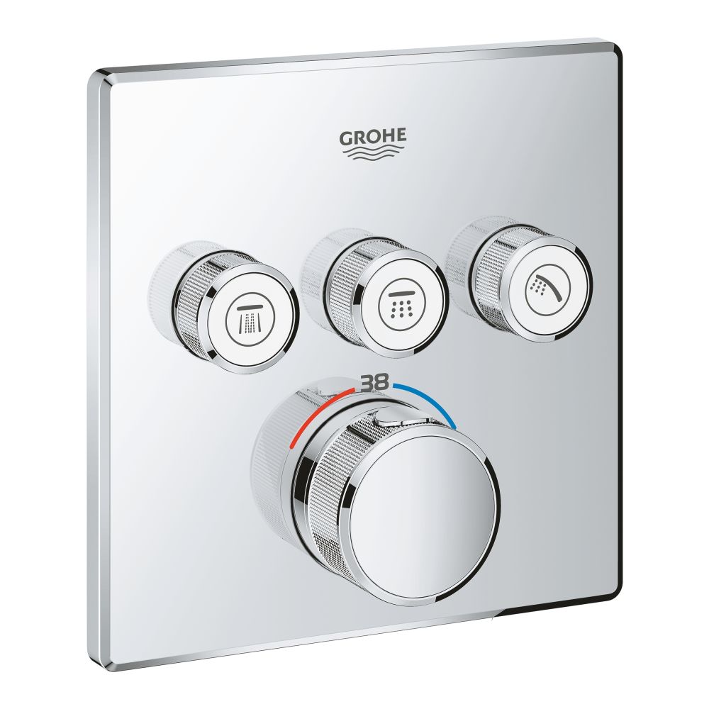Внешняя часть термостата для ванны и душа GROHE Grohtherm SmartControl на 3 потребителя, хром (29126000)