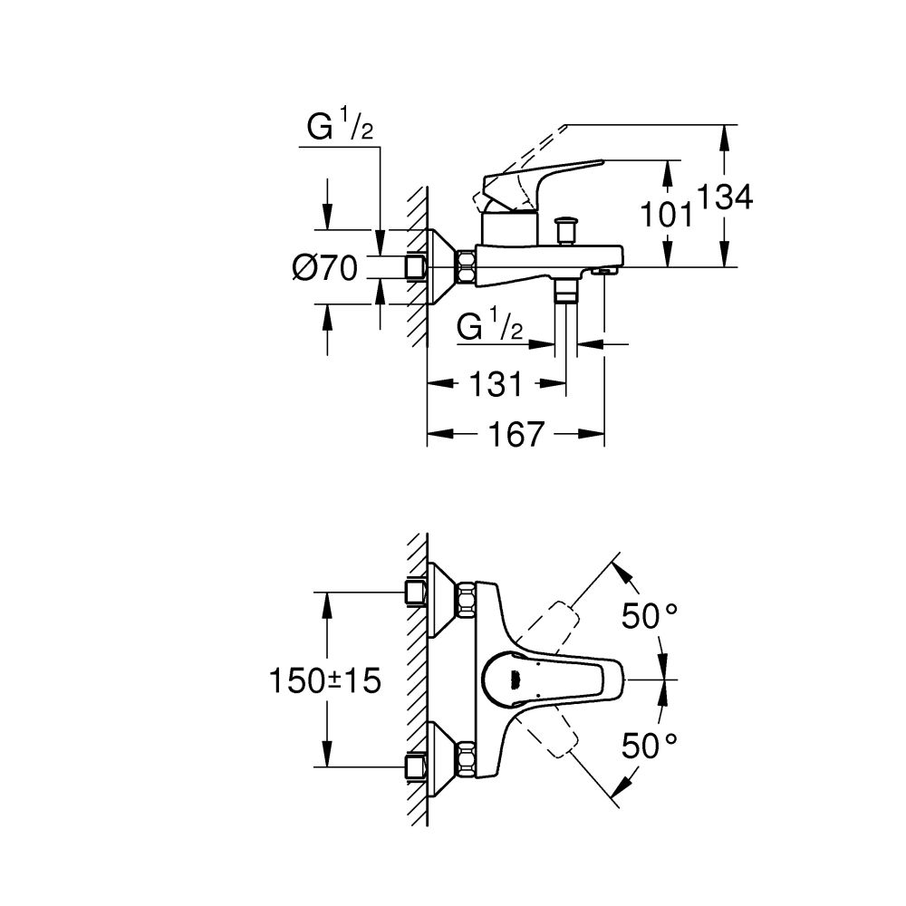 Душевая система GROHE Tempesta System со смесителем для ванны, хром (NB0073)